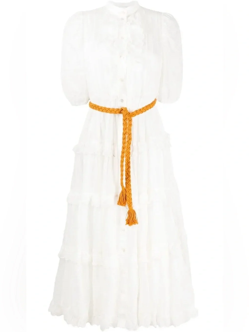 Amelie Scallop Frill Ramie Dress - Picture 1 of 8